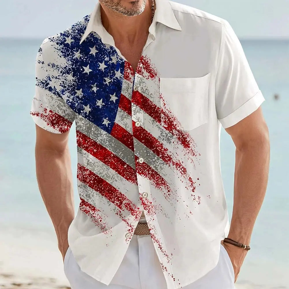 Men's US Flag 250th Anniversary Shirt - Short Sleeve