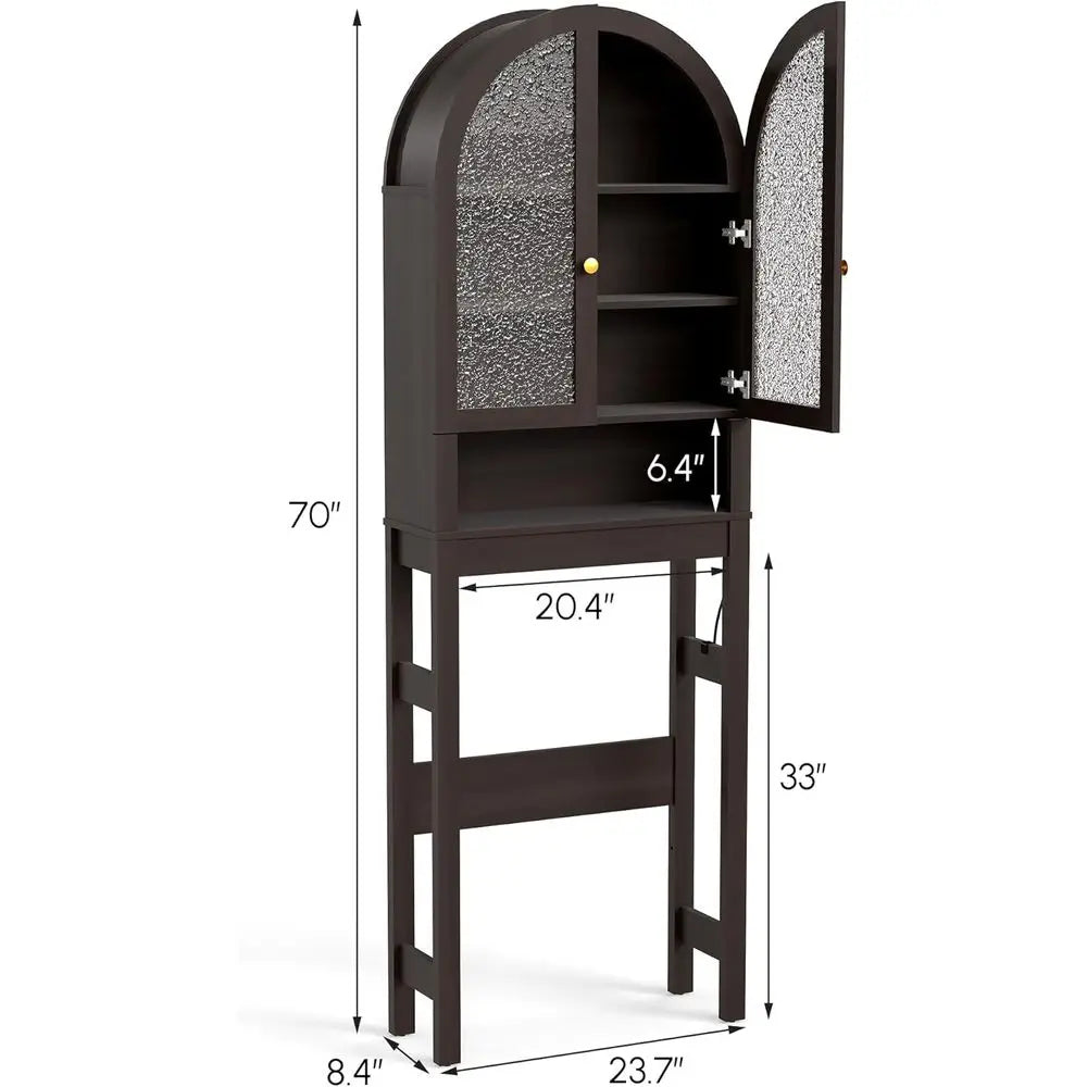 Space-Saving Over-the-Toilet Storage Cabinet with Arched Design and Adjustable Shelves