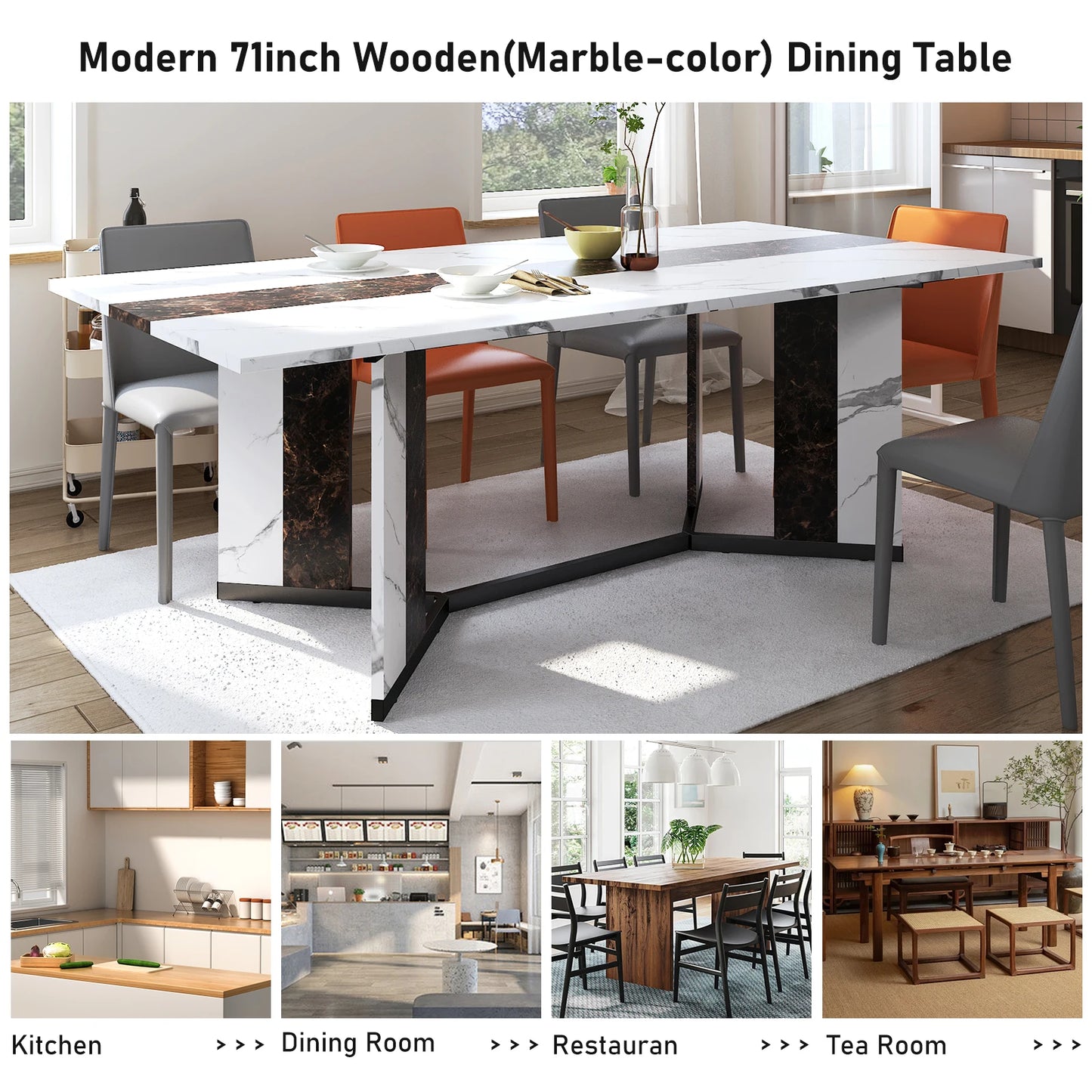 Large Rectangular White Dining Table for up to 10 People (2 sizes)
