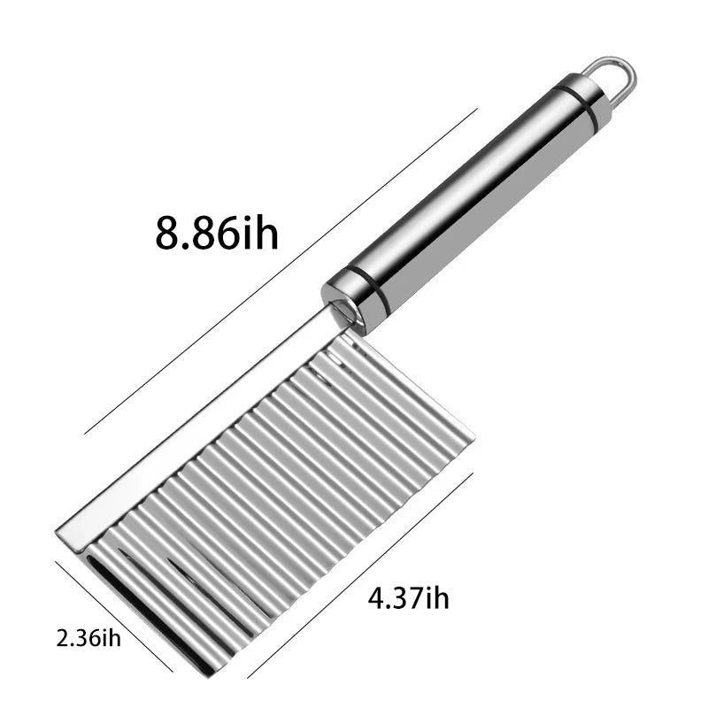 Stainless Steel Wavy French Fry Cutter – Crinkle Slicer for Potatoes, Carrots & Veggies