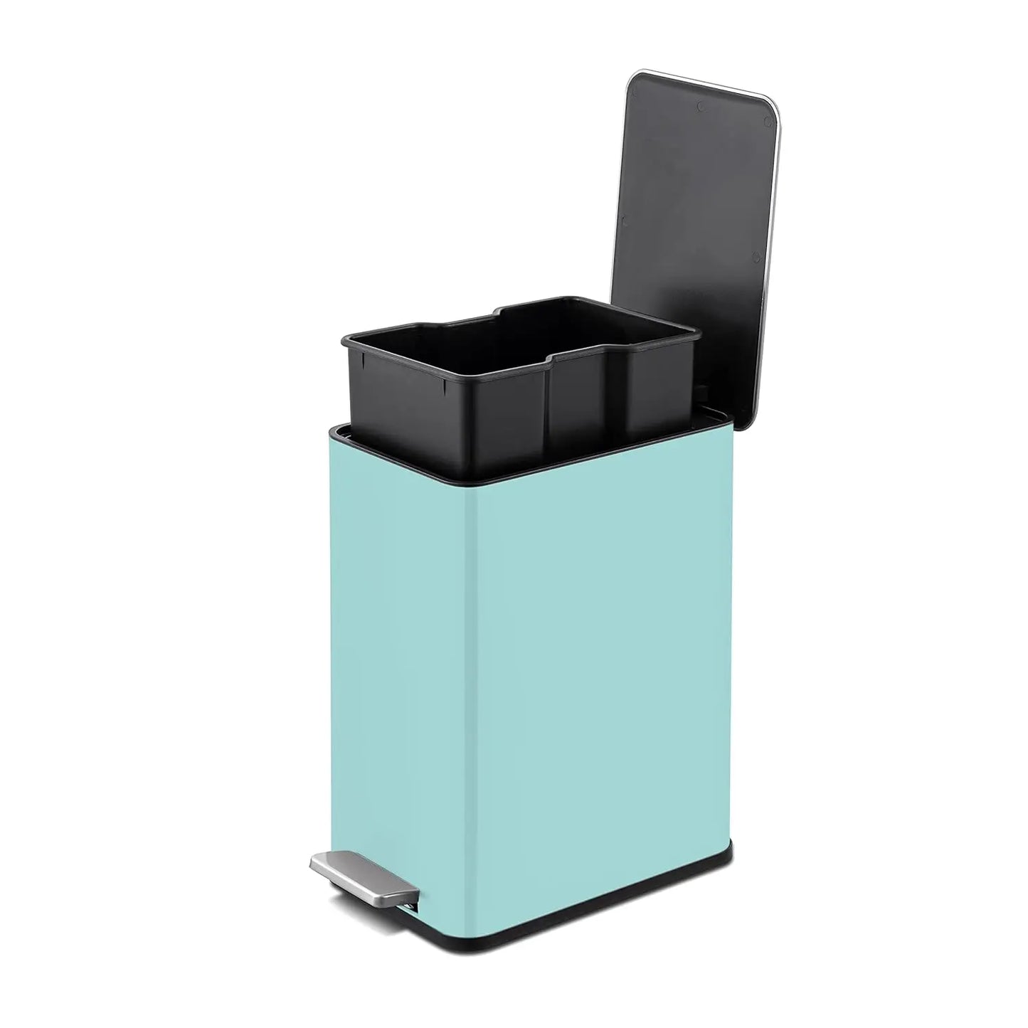Slim Stainless Steel Step-On Trash Can | Compact, Quiet-Close, Modern Design for Bathroom