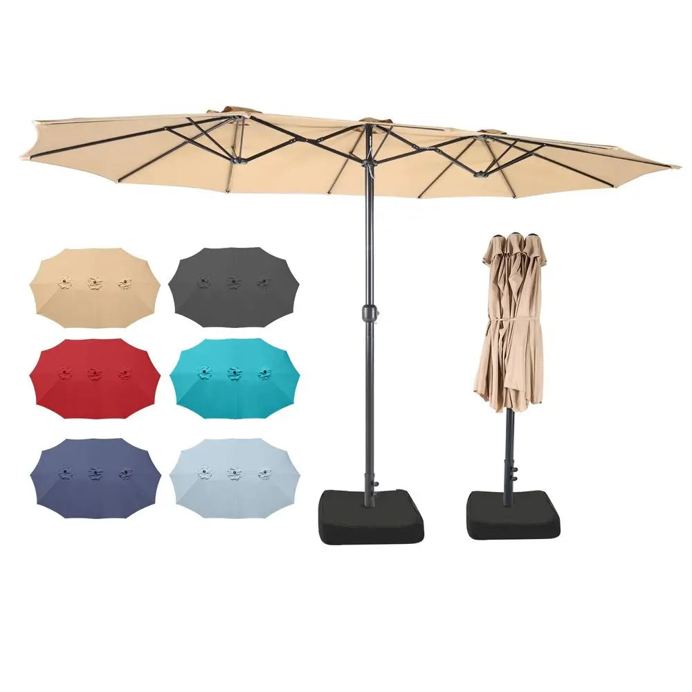 15×9 FT Double‑Sided Patio Umbrella with Base – Extra‑Large Rectangular Outdoor Umbrella with Crank for Lawn & Garden