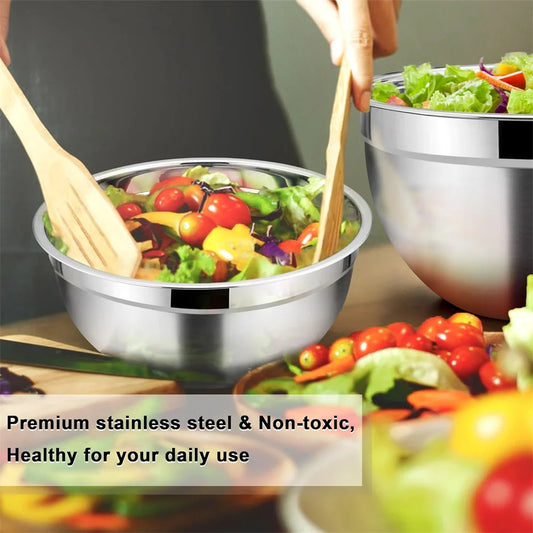 Stainless Steel Mixing Bowl Set with Lids – Durable, Reusable Bowls for Salad, Baking & Meal Prep (Sold as 2 or 14‑Piece Sets)