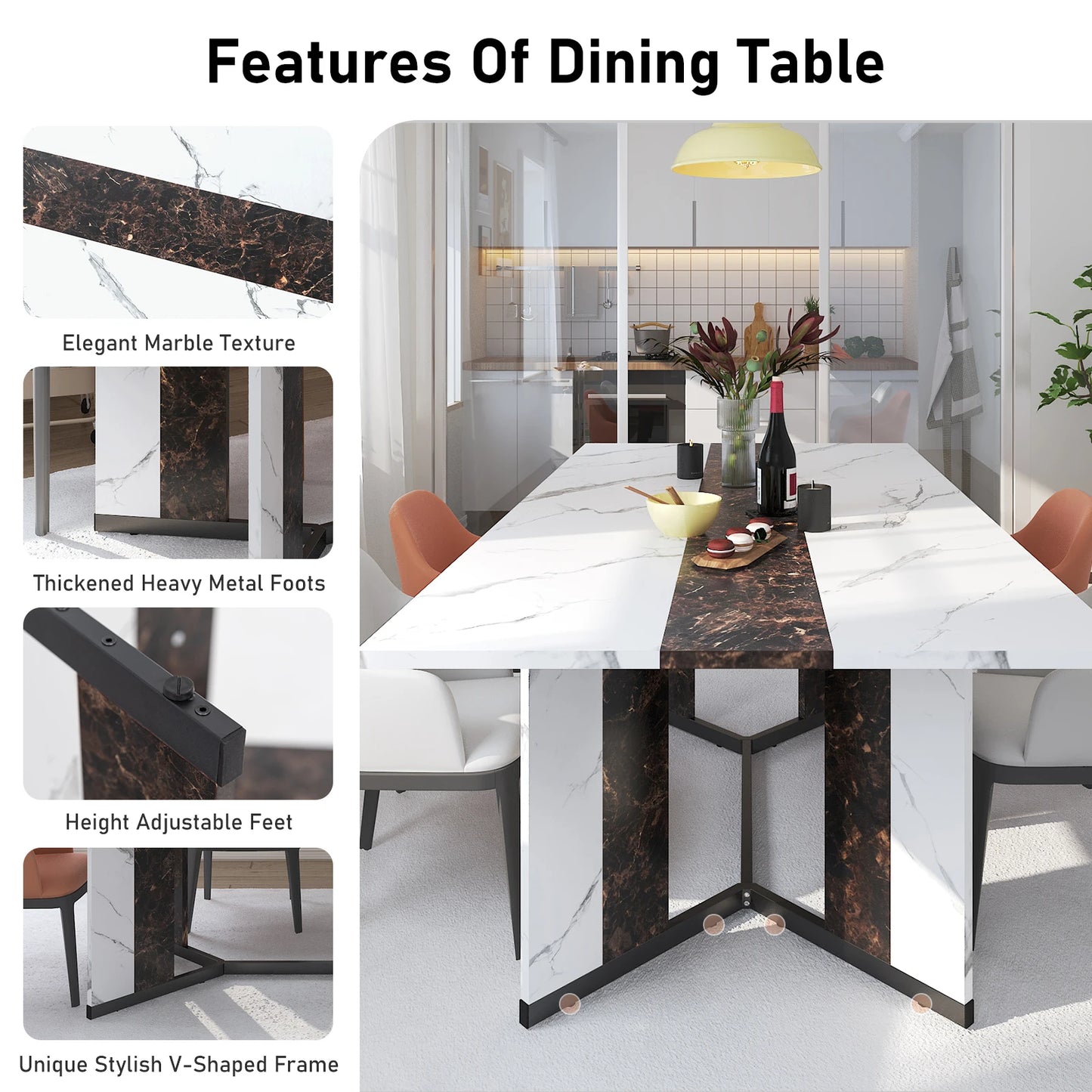 Large Rectangular White Dining Table for up to 10 People (2 sizes)