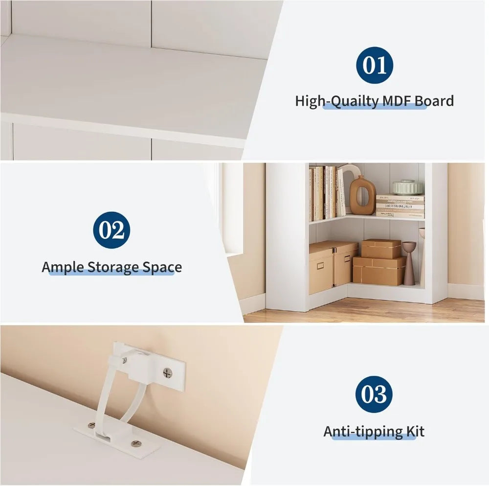 72" L-Shaped Corner Bookshelf | 5-Tier Heavy-Duty Display Storage Shelf