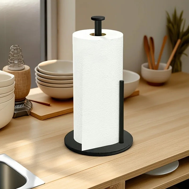 Stainless Steel Paper Towel Holder – Weighted Base Countertop Kitchen Organizer, Heavy Duty Space-Saving Design