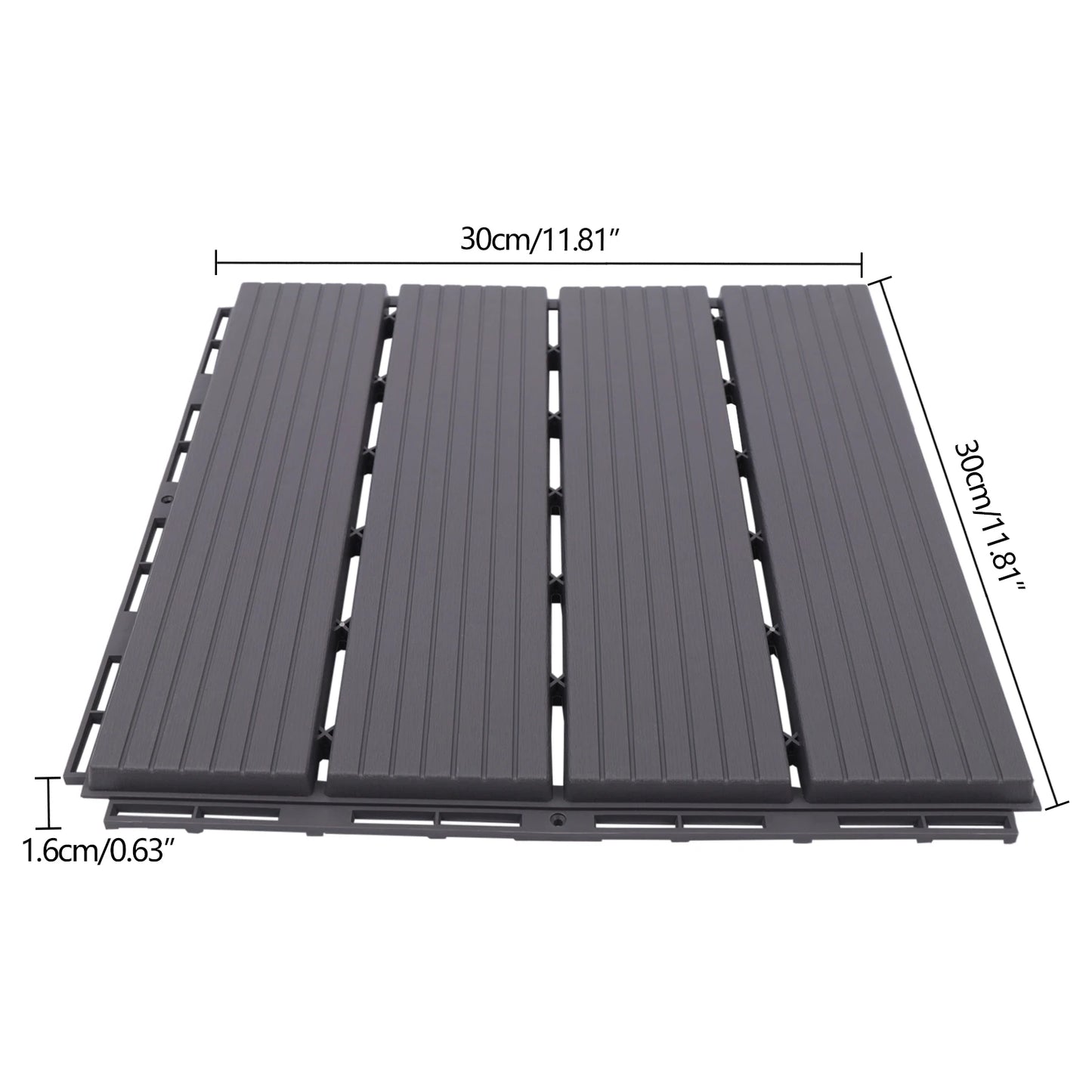 22 Pack Outdoor Patio Deck Flooring, Interlocking - 12"x 12"