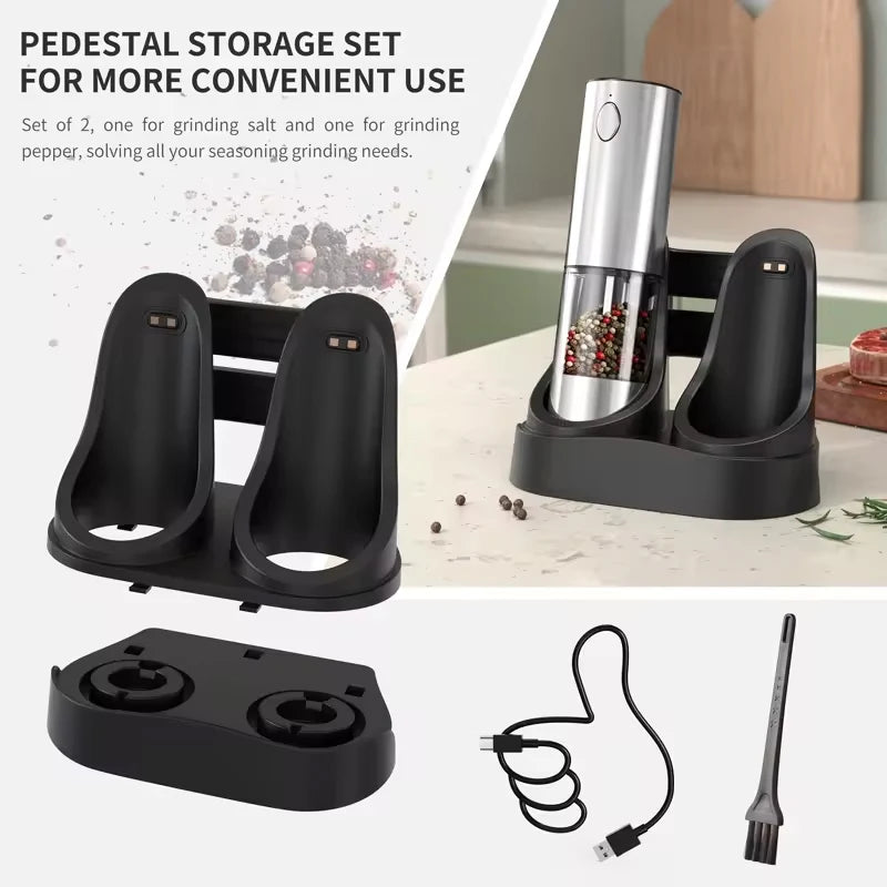 Electric Salt & Pepper Grinder Set – USB Rechargeable, 190ML, Adjustable Coarseness (1 or 2pcs)