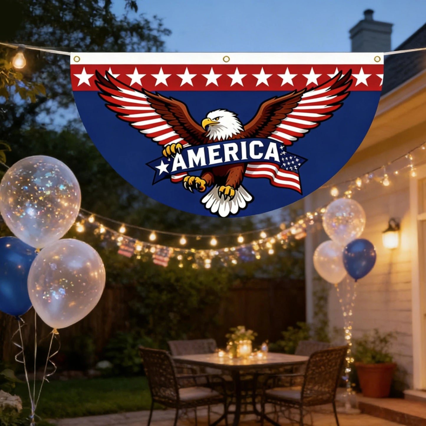 250th Anniversary Patriotic Bunting Flag Banner – 4th of July Outdoor Yard & Garden Decor