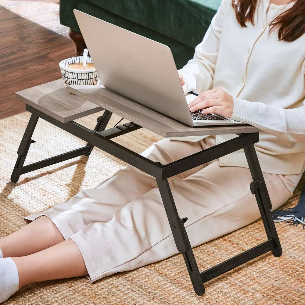 Adjustable Laptop Bed Desk – Tilting Top Tray with Folding Legs for Sofa, Breakfast & Laptop