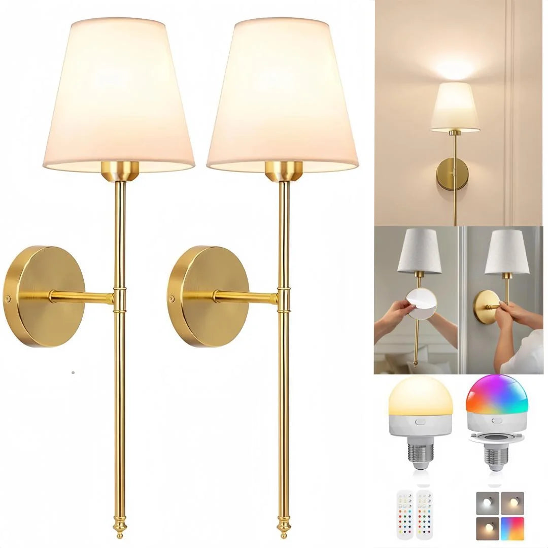 Cordless LED Wall Sconces – Battery‑Powered, Adhesive‑Mounted Wall Lights for Easy No‑Drill Installation