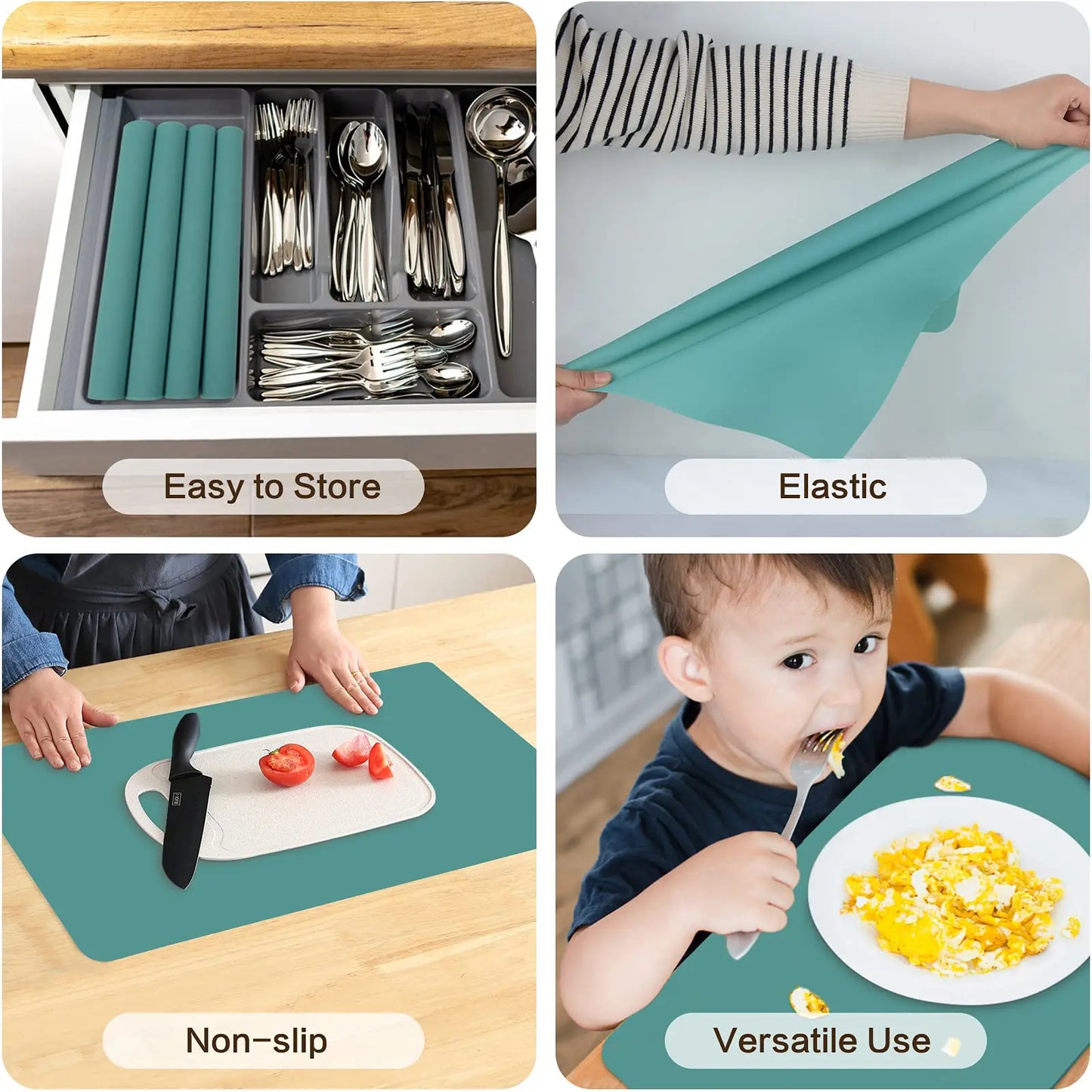 Oversized Food Grade Silicone Waterproof Placemat Heat Insulation Anti-Skidding Washable 24"x16"