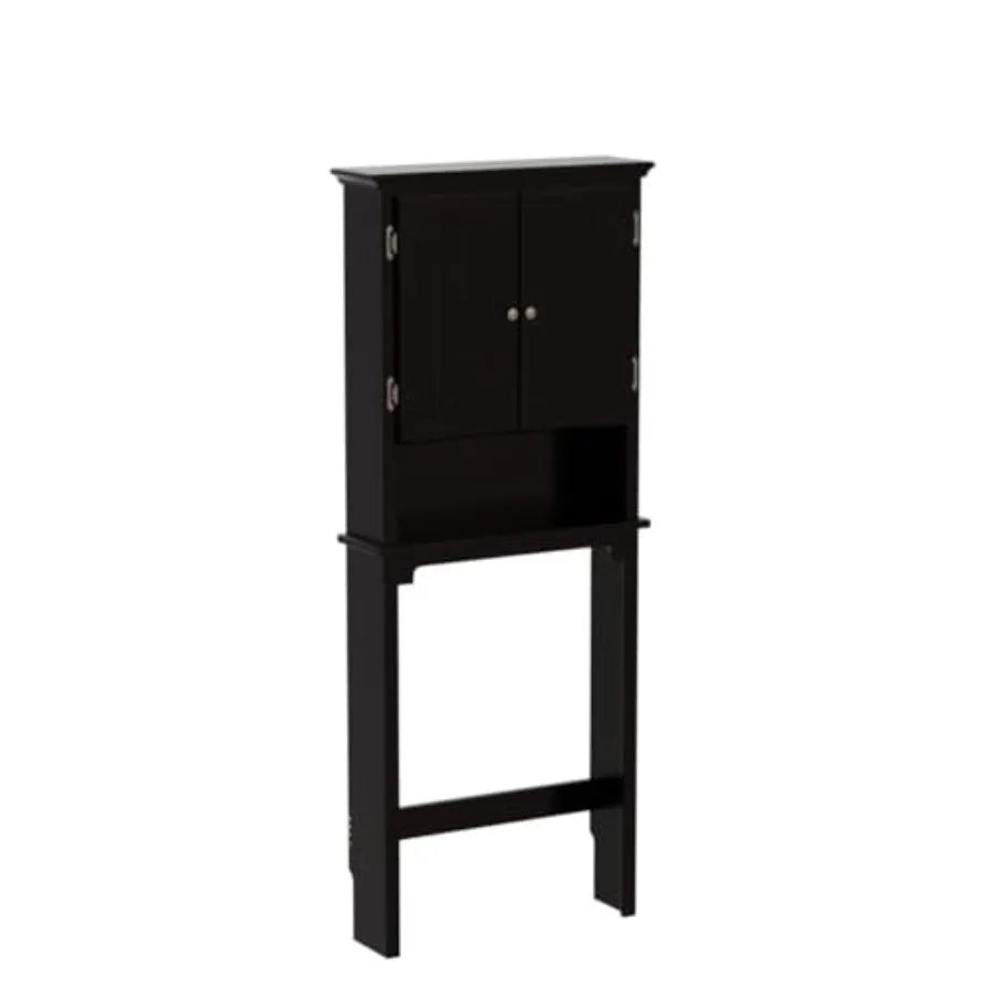Bathroom Over The Toilet Cabinet Organizer with Adjustable Shelves and Double Doors, Espresso