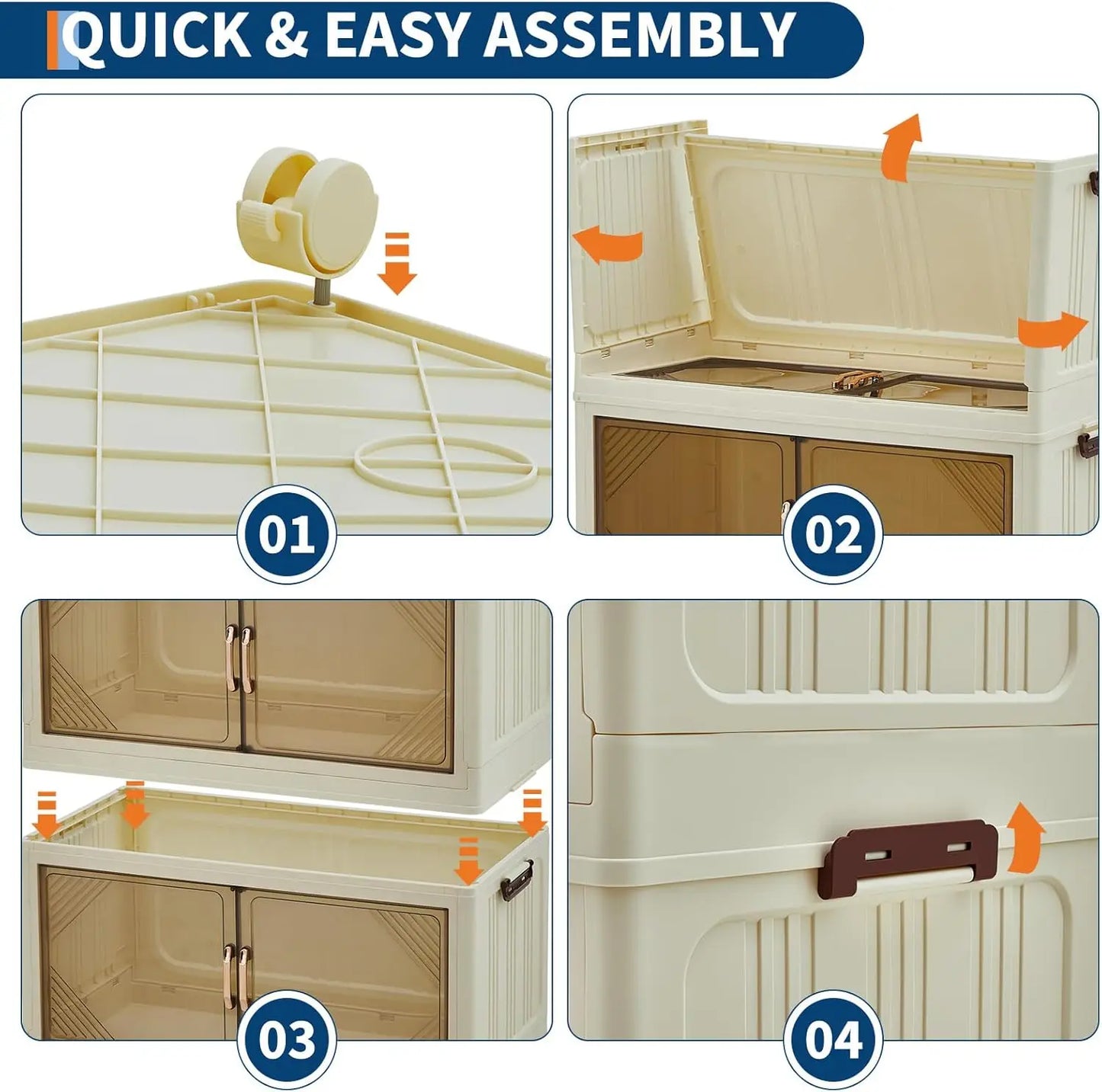 Stackable Storage Bins, Plastic Bins for Storage with Lids, Magnetic Doors