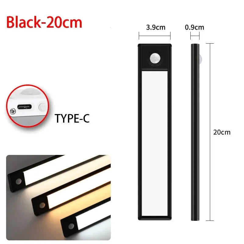 LED Motion Sensor Light Night Light Wireless USB Under Cabinet Light For Kitchen Cabinet, Bedroom, Wardrobe