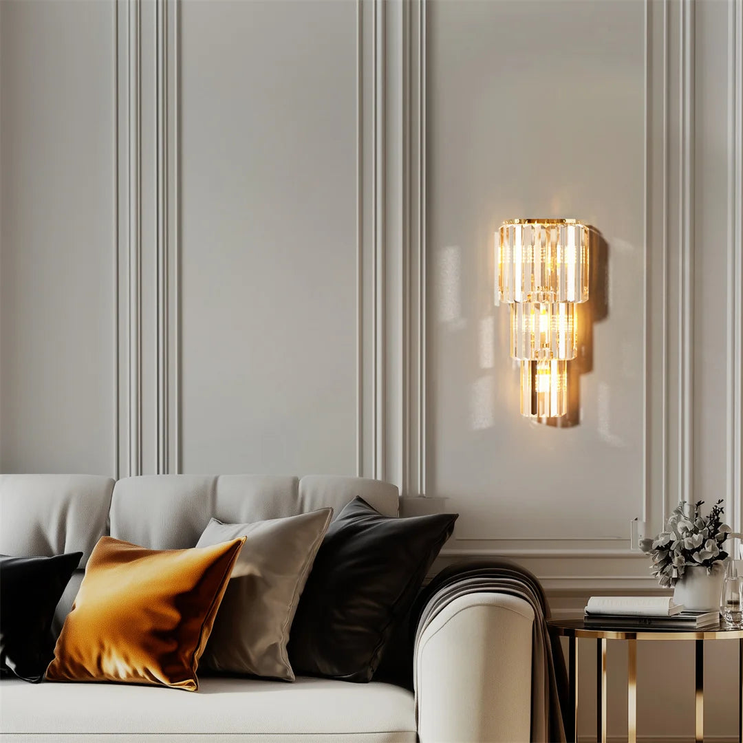 Modern Crystal Wall Lamp, 3-Layer Wall Sconce Light