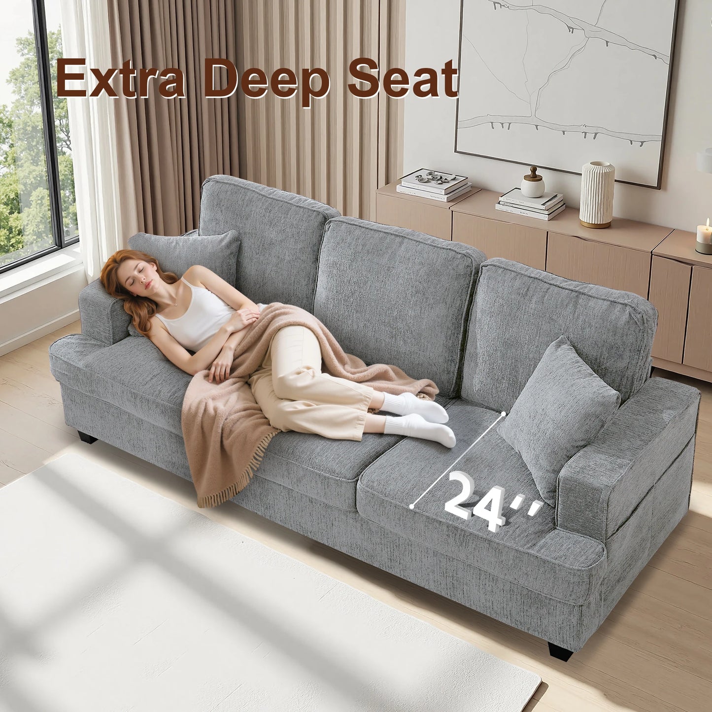 89 inch Couch Sofa, 3 Seater