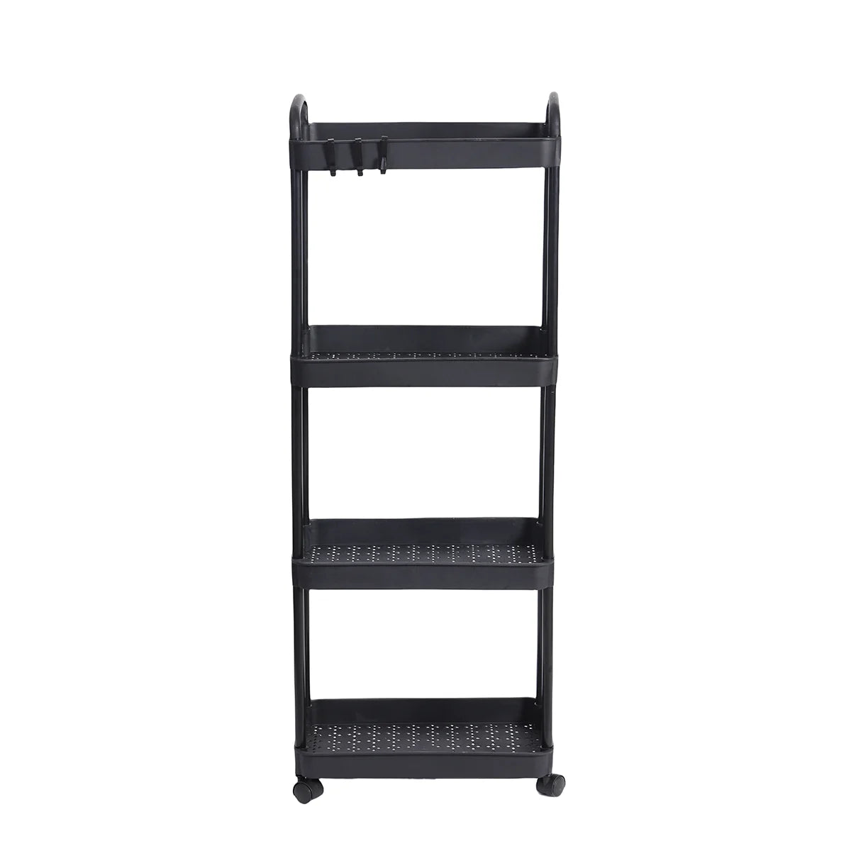 Plastic Rolling Utility Cart with Handle – Movable Storage Trolley with Wheels for Kitchen, Office & Living Room