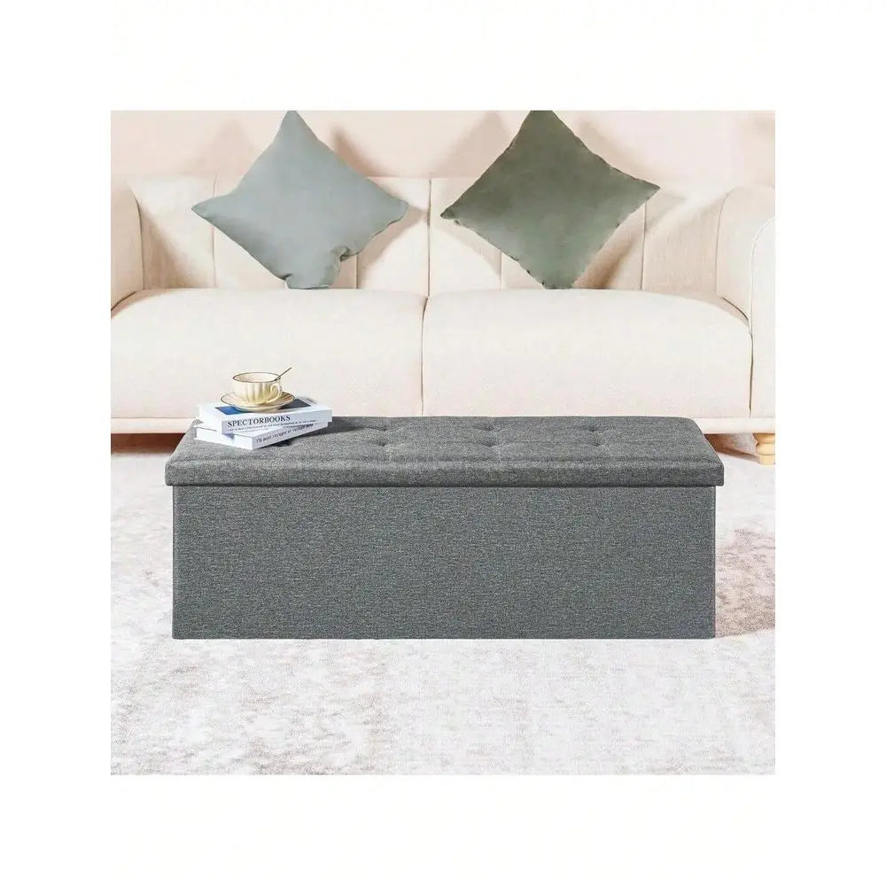 30 Inch Storage Ottoman With Lid Tray