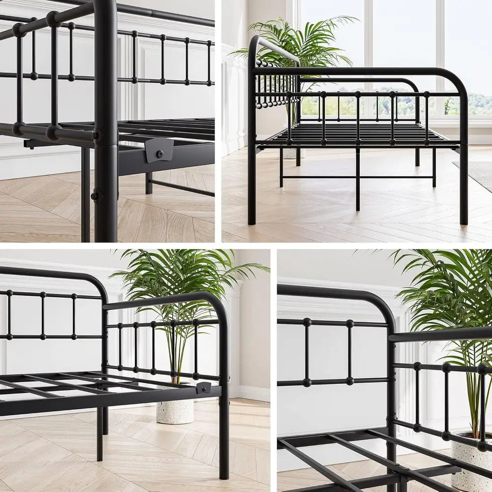 Metal Daybed Twin Size with Steel Slats (Black)