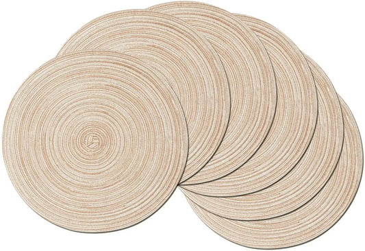 Round Braided Placemat Set of 6 Washable Round Placemats for Kitchen Table Round Table Mats for Everyday Use