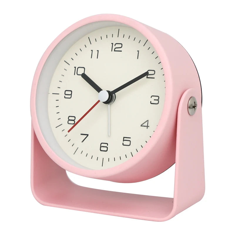 Creative Metal Swivel Desk Clock – Silent Retro Bedside Alarm