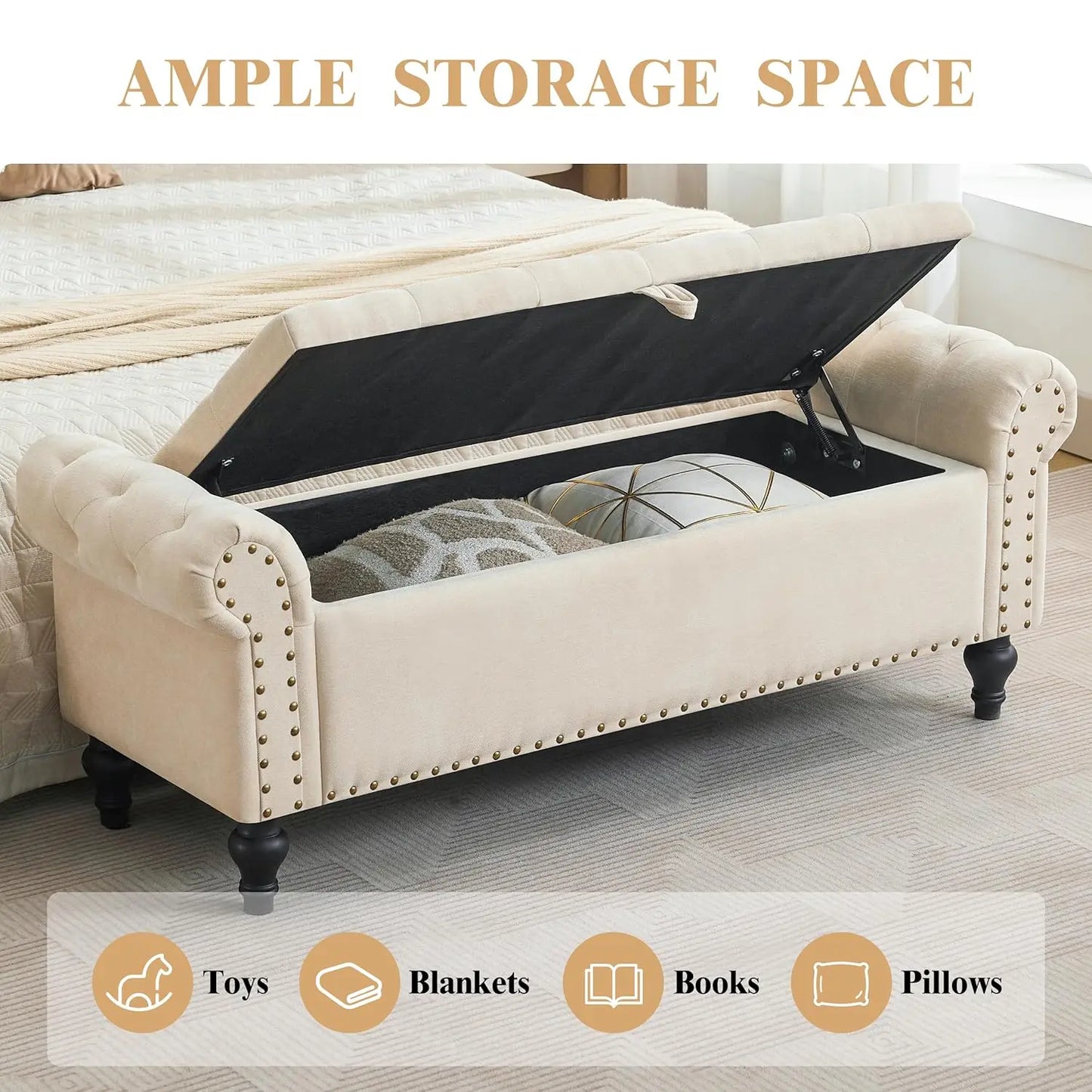 51" Storage Ottoman Bench