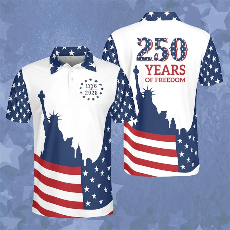 America Polo Shirt for Men New Summer New 1776-2026 Polo for Men Women 250th Anniversary Polo Shirts 4th Of July