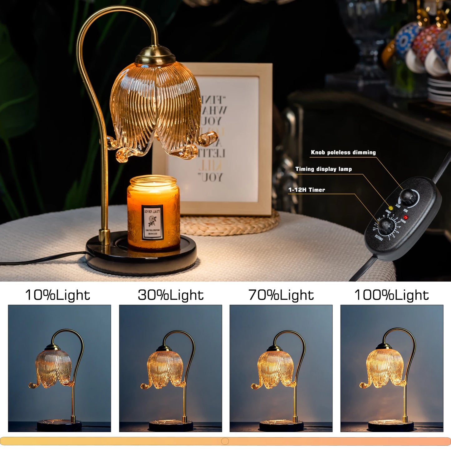 Tulip Flower Warm Candle Lamp, Fireless Fragrance