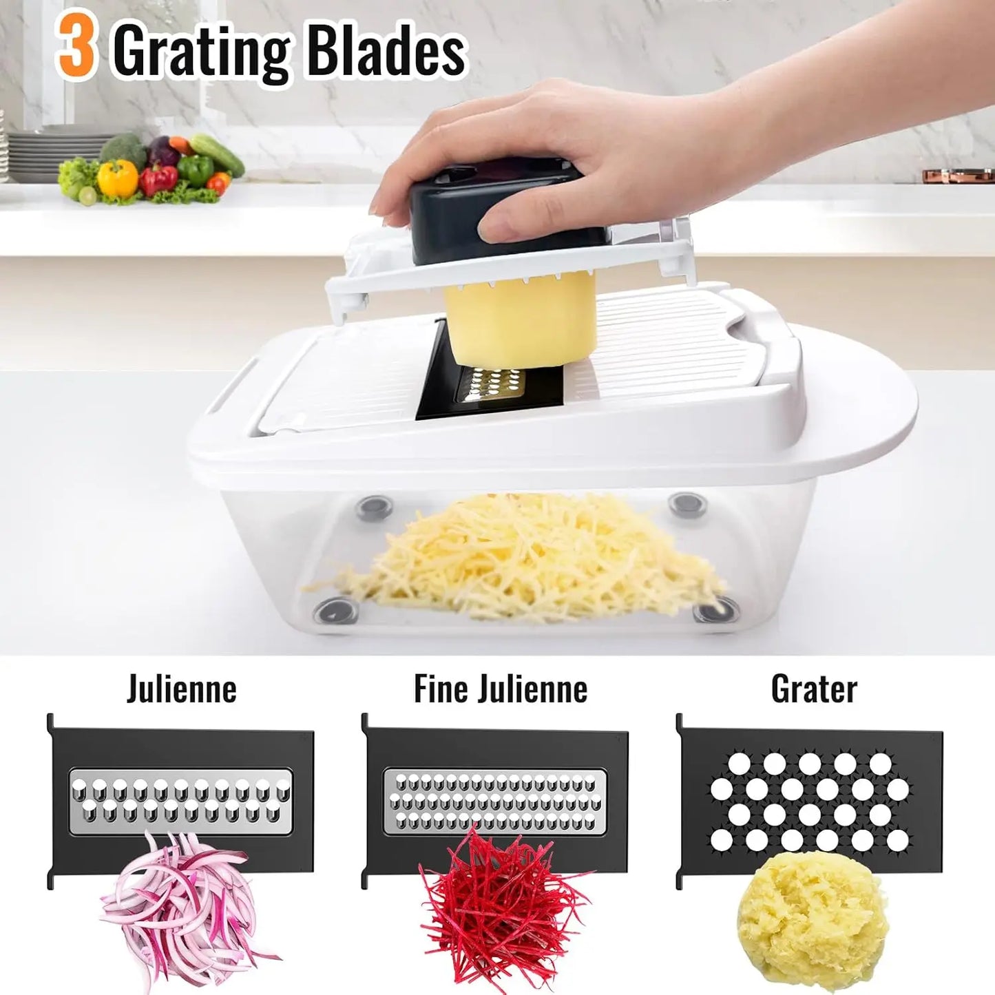 8-Blade Vegetable Chopper with Container, Multi-Function Slicer - Dishwasher Safe