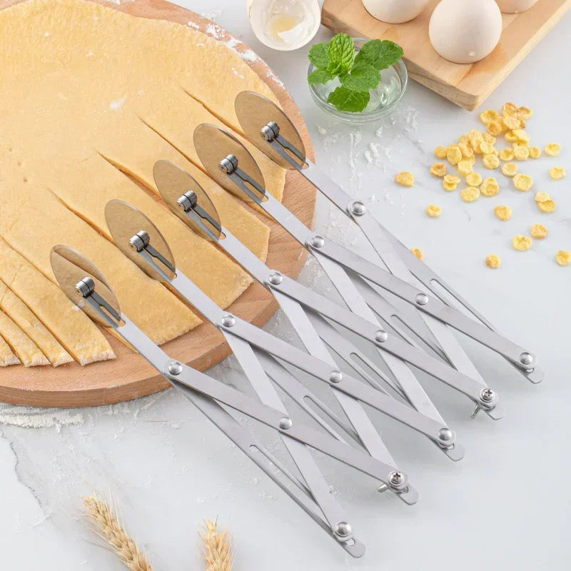 Stainless Steel Multi‑Wheel Dough Cutter – 3/5/7‑Blade Divider & Pastry Roller Tool