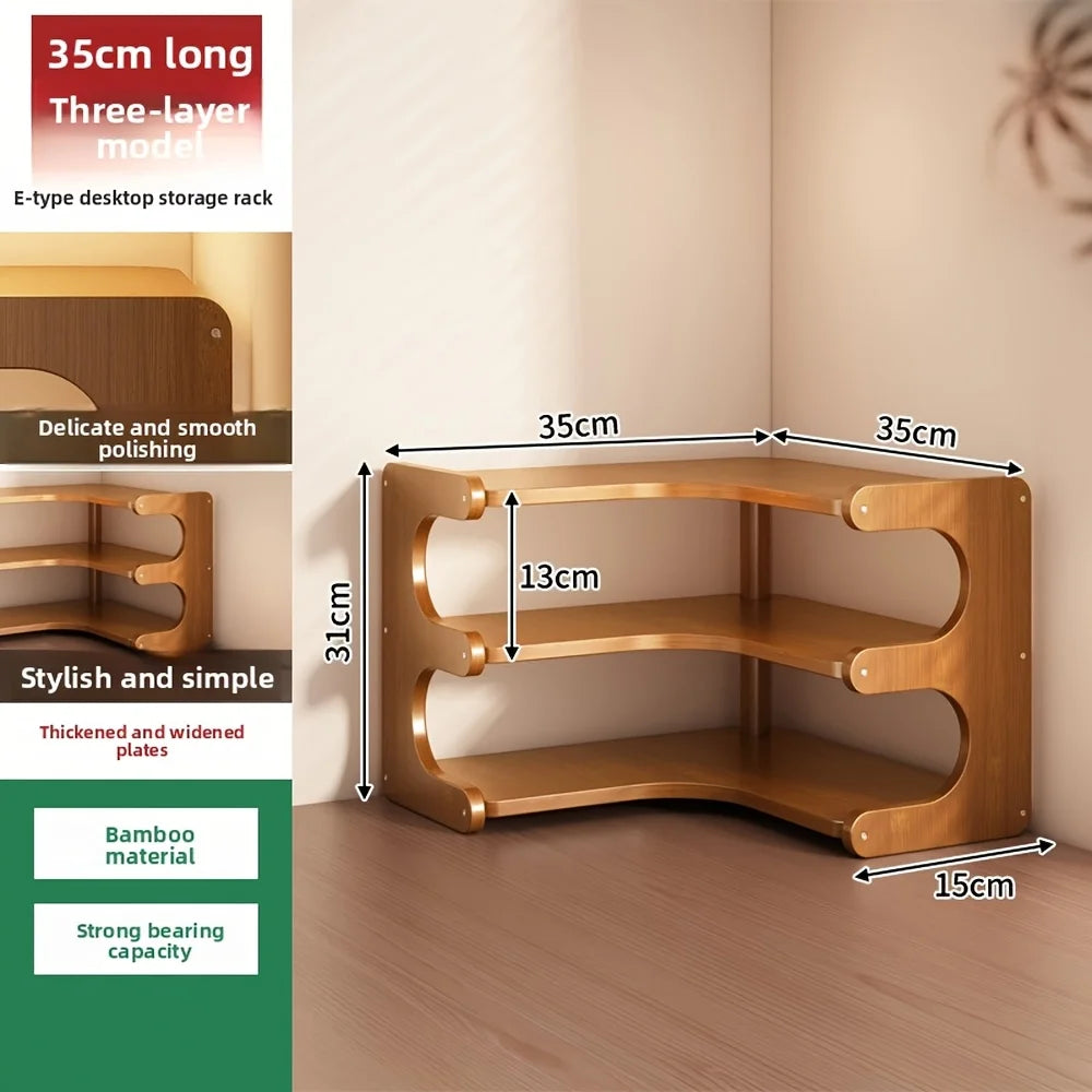 Multi‑Tier Bamboo Corner Shelf – Natural Wood Organizer for Plants, Books & Desk Accessories (1‑Piece)