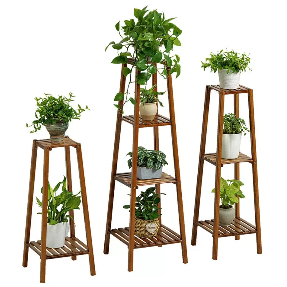 Multi-Tier Bamboo Plant Stand | Indoor & Outdoor Flower Display Shelf