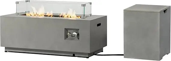 42" x 20" Outdoor Rectangular Propane Fire Pit Table