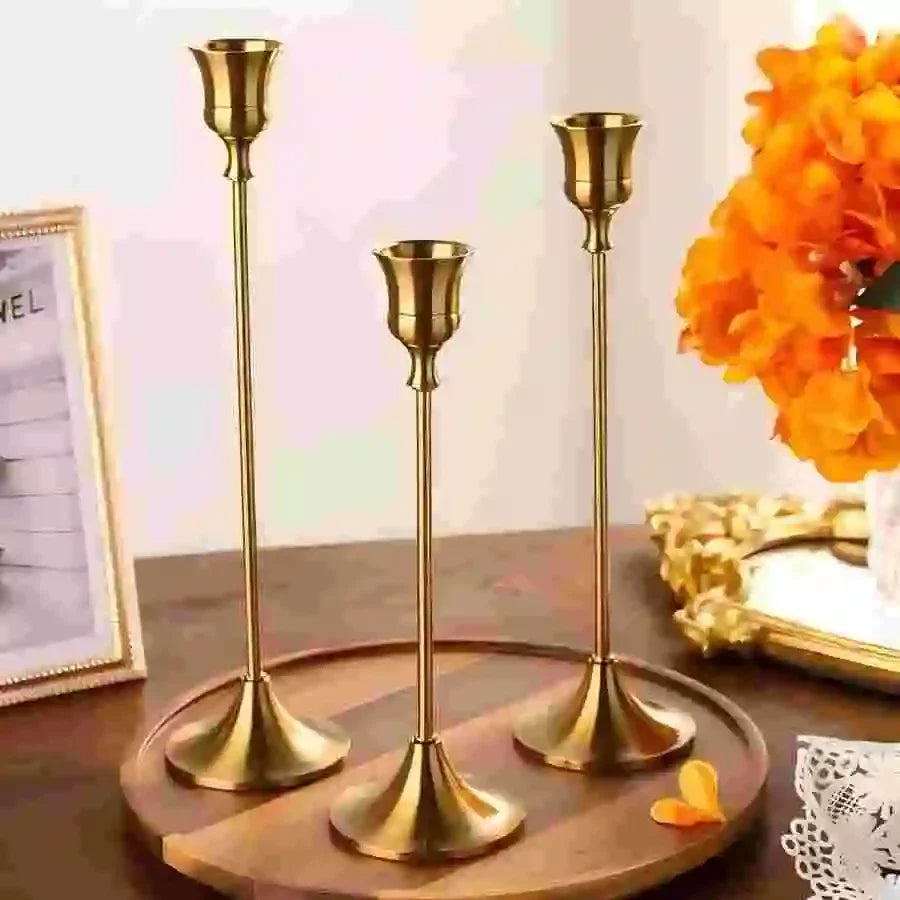 Vintage Taper Silhouette Candle Sticks – Set of 3 in Copper or Gold