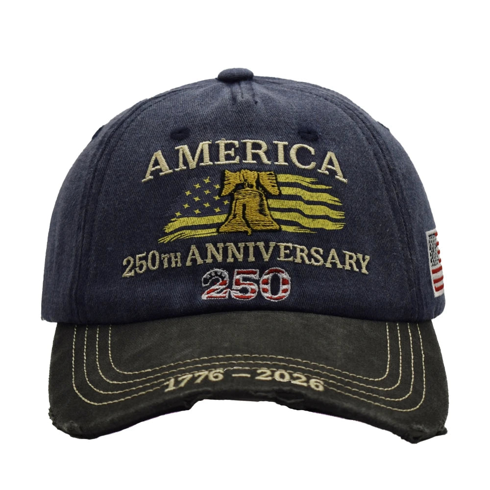 USA 250th Anniversary Letter Embroidered Baseball Cap Spring Summer Cotton Peaked Cap for Men and Women Outdoor Sports
