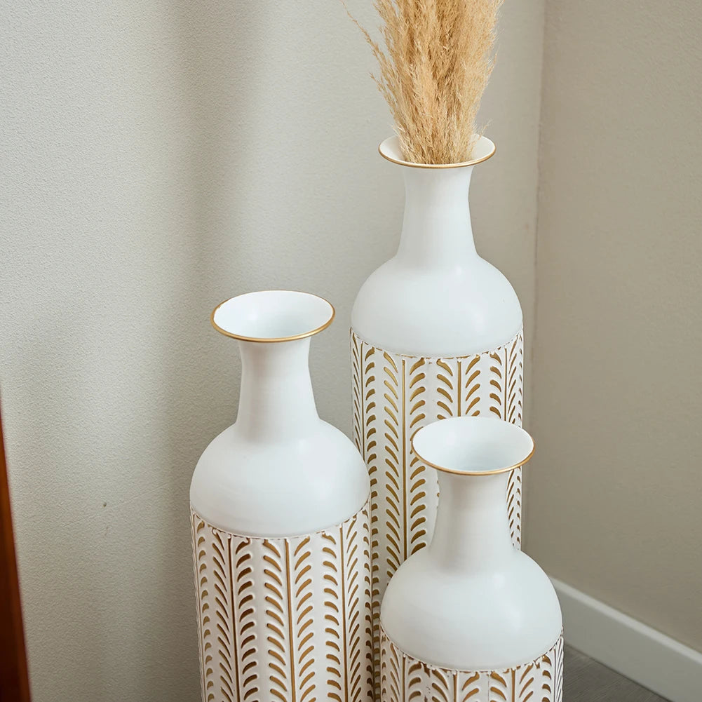 3‑Piece Floor Metal Vase Set – Modern Drop‑Shaped Standing Vases for Living Room, Corner & Hallway Décor