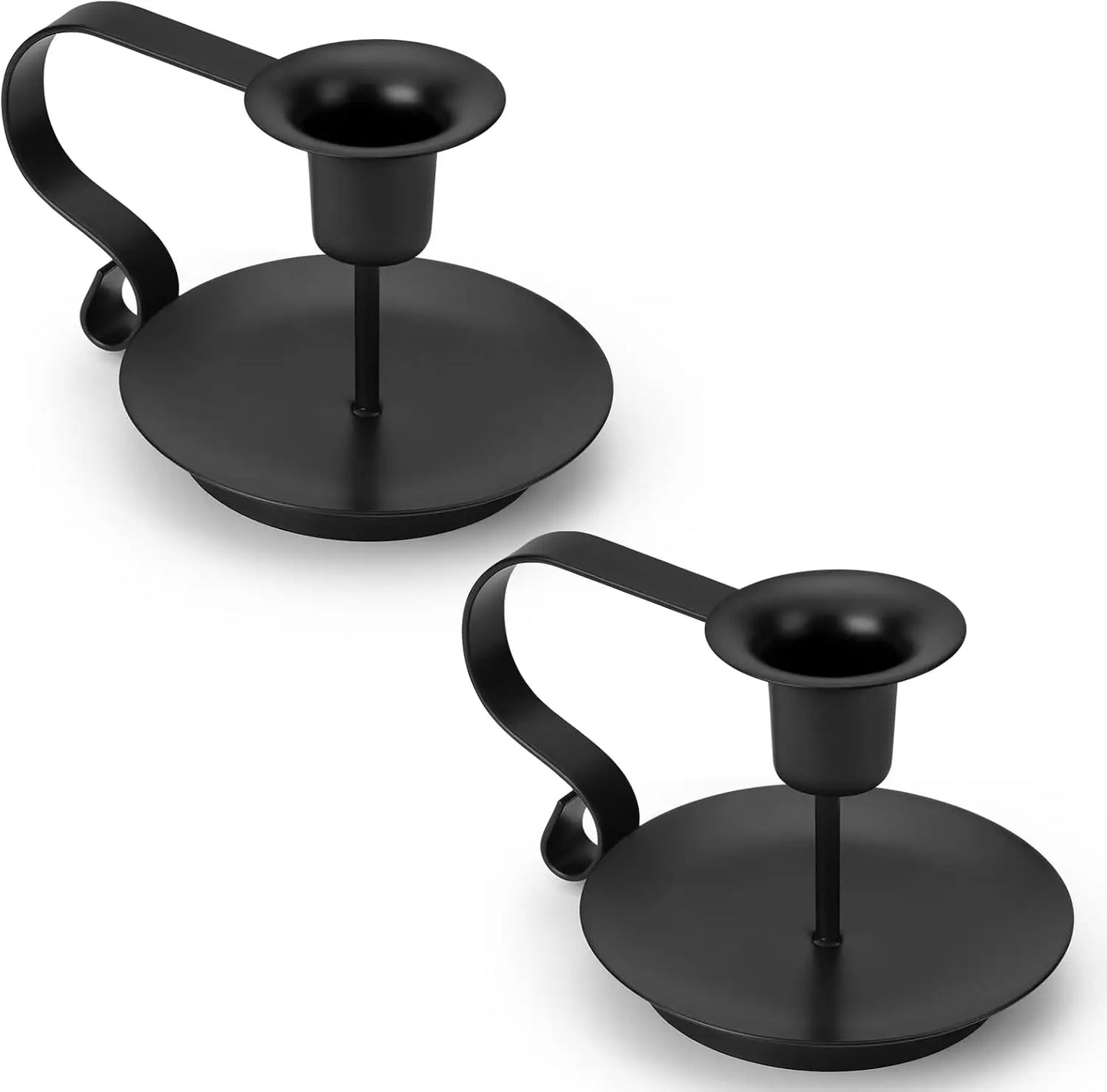 Vintage Metal Candlestick Holders – Matte Black Taper Stands (Set of 2)