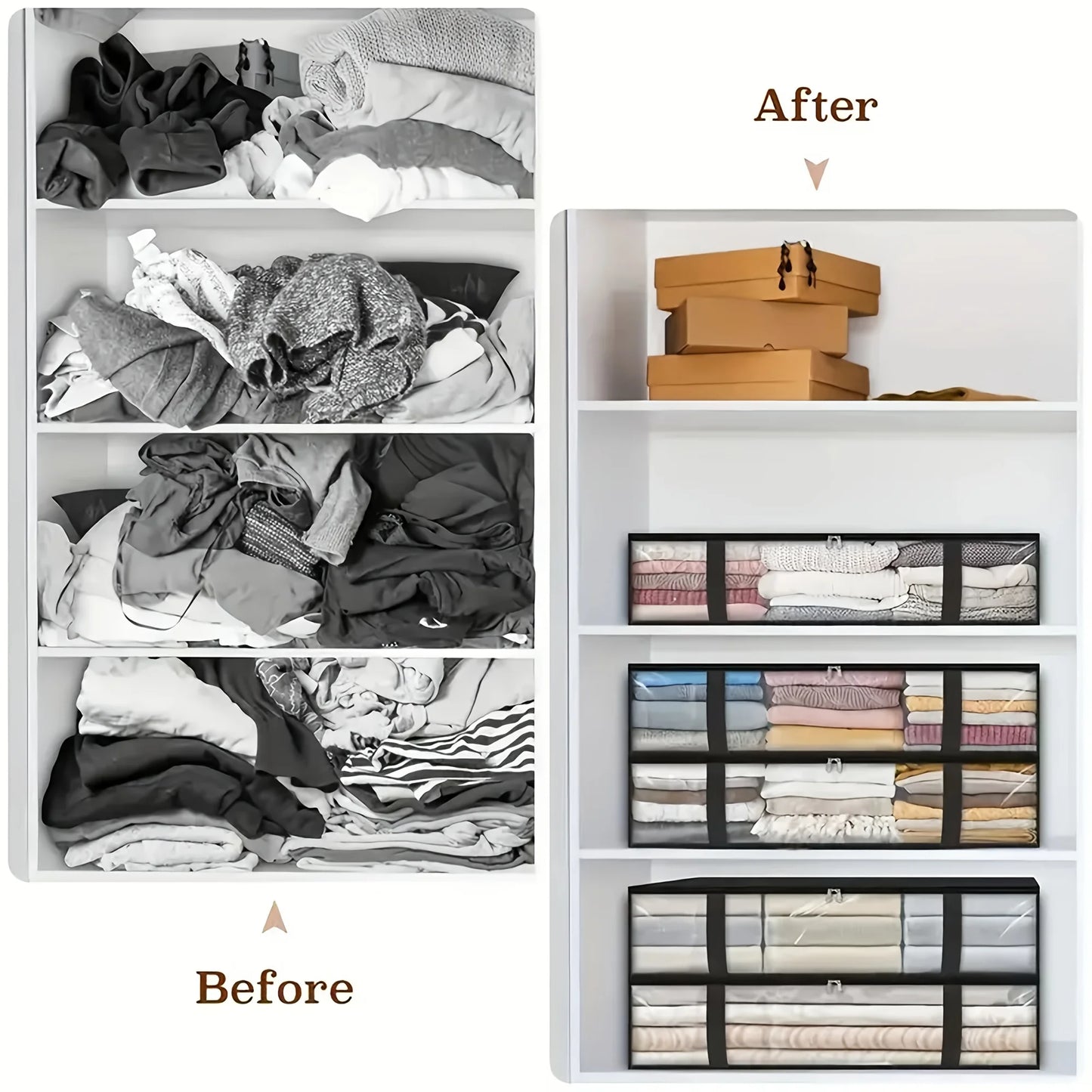 2‑Pack Large Under‑Bed Storage Organizers – Clear Window Bags with Reinforced Handles for Clothes, Comforters & Bedding