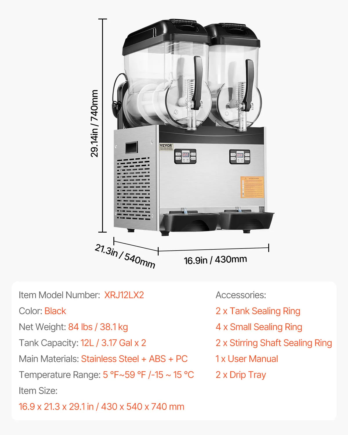 Commercial Slushy Machine – 3–36L Stainless Steel Frozen Drink Maker with 1–3 Tanks for Smoothies, Margaritas & Juices