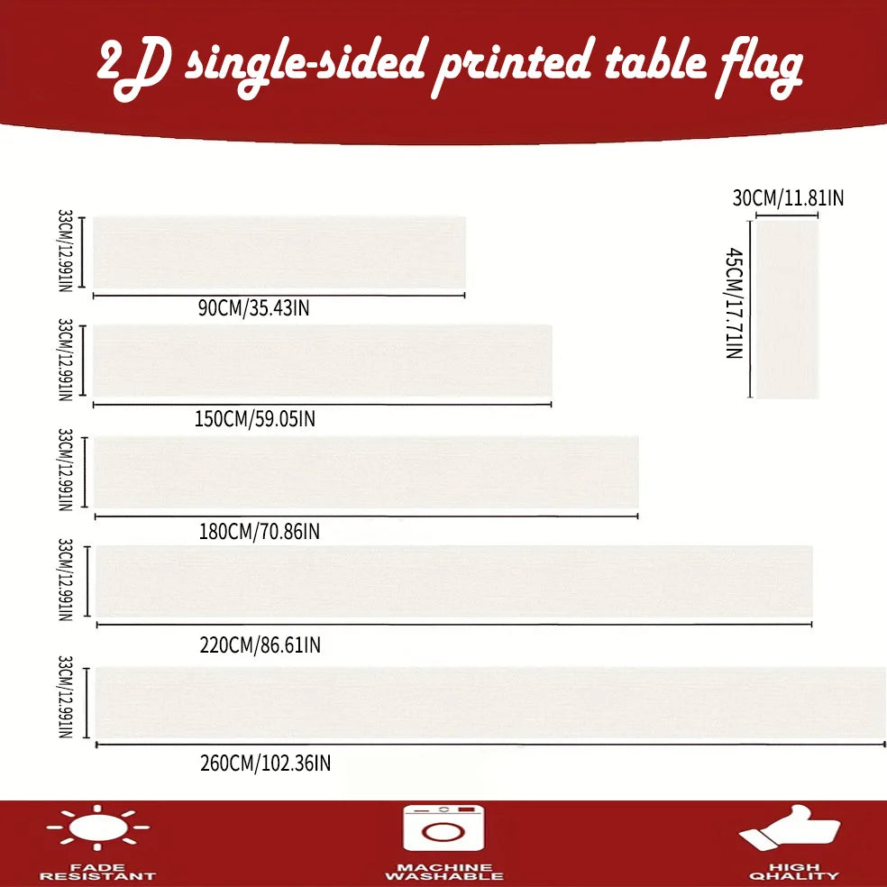 Independence Day Patriotic Table Runner, Linen 2D Print, USA Flag Star Table Decor for Dining Room & Kitchen, or Outdoors