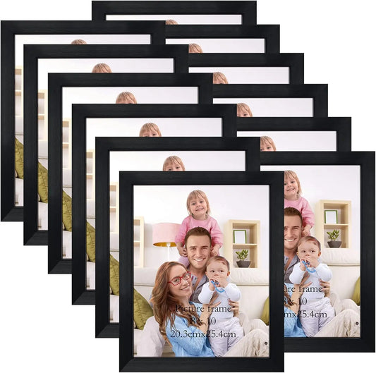 12‑Pack Black 8×10 Picture Frames – Multi‑Use Photo Frames for Wall or Tabletop Display