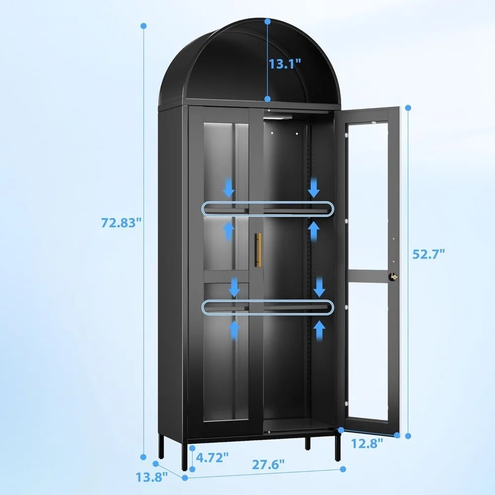 Sleek Arched Display Case | 3-Light Luxury Cabinet