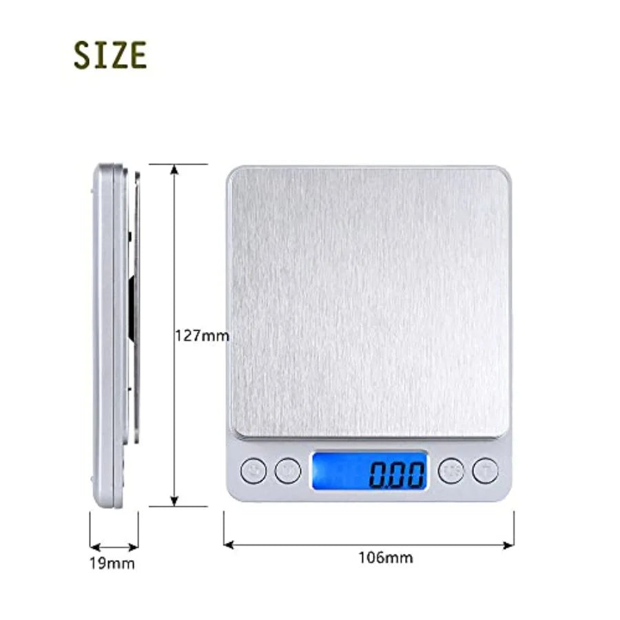 Small Kitchen Digital Food Scale with Blue Backlit LCD Display Stainless Steel 6 Units Auto Off Tare