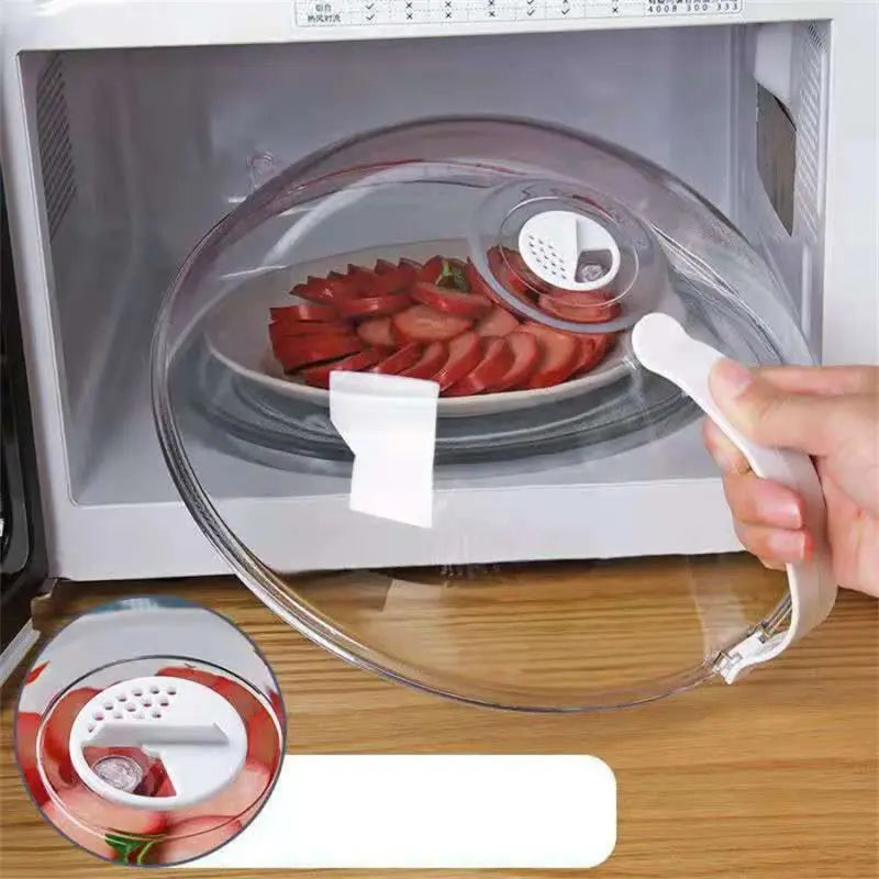 Microwave food splash proof cover with handle