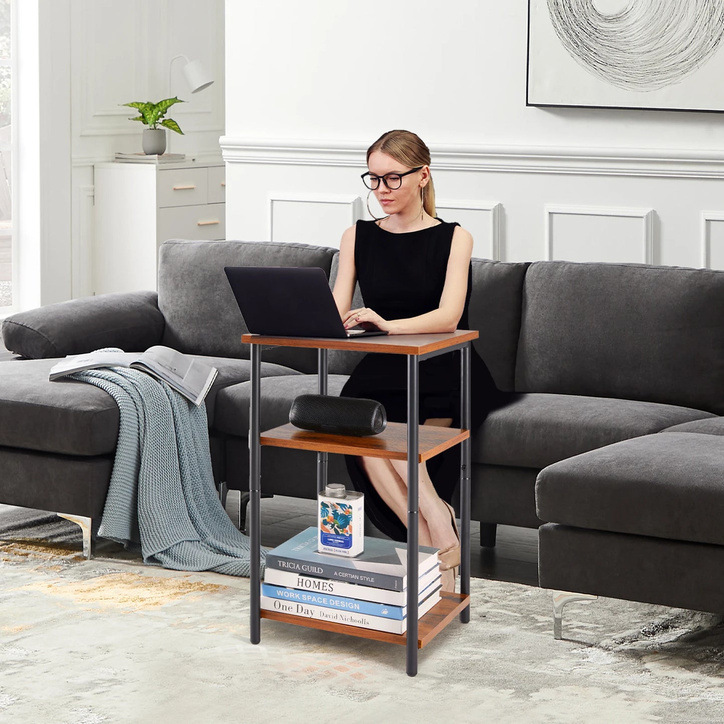 3-Tier End Table Side Tables with Adjustable Feet