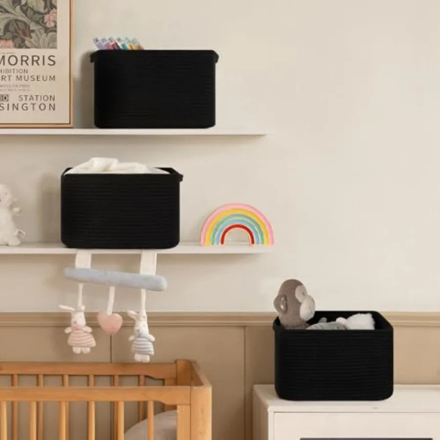 Minimalist Woven Closet Organizer Bins | Set of 4