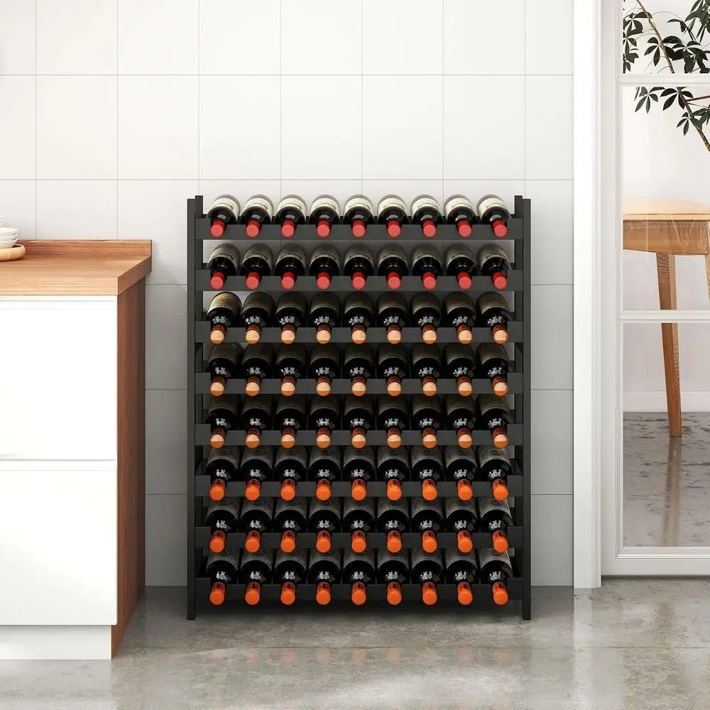 Freestanding Wine Rack, Bamboo 8-Tier 72 Wine Bottle Holder