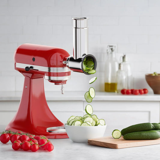 Stainless Steel Slicer Shredder Attachment for KitchenAid Stand Mixers Salad Maker with 4 Blades