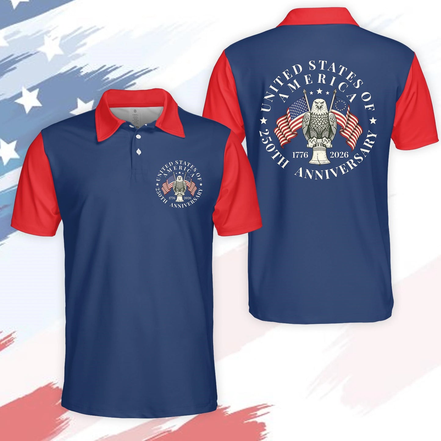 Mens USA 250th Anniversary Polo Shirt - Military Branches